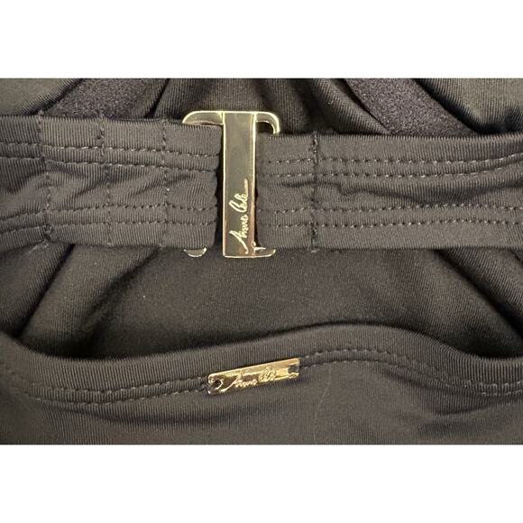 Anne Cole Black Twist-Front Ruched One-Piece Swimsuit Size 8 Classic Adjustable - Picture 4 of 5